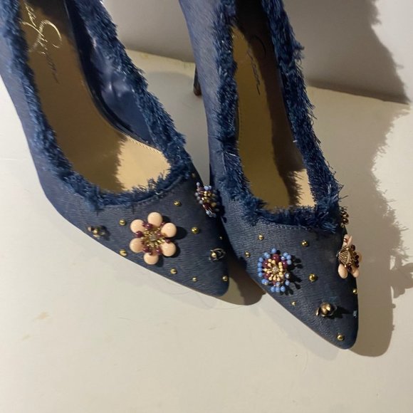 Women’s Blue Frilly Kitten Heels - Picture 2 of 7